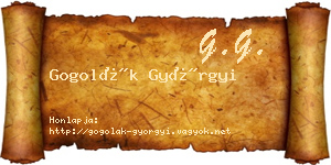 Gogolák Györgyi névjegykártya